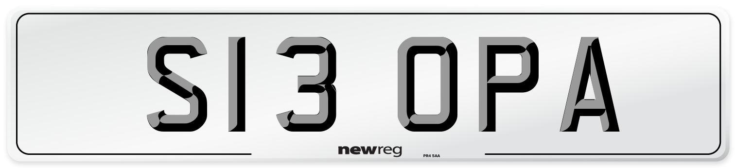 S13 OPA Number Plate from New Reg